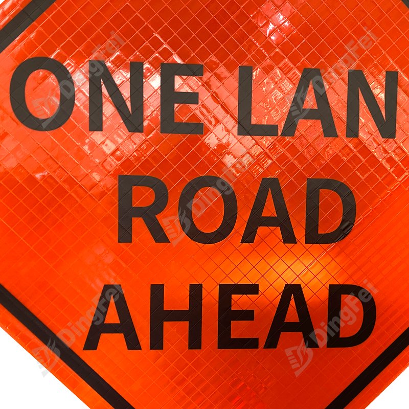 One Lane Road Ahead Roll Up Traffic Sign - 